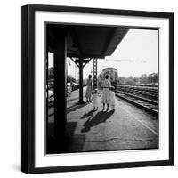 Insurance Broker Charles Hoffman's Wife Bringing Children to Train Station to Wait for His Arrival-Nina Leen-Framed Photographic Print