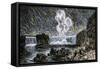 Intense Meteor Shower Seen Over Niagara Falls in 1833-null-Framed Stretched Canvas