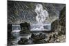 Intense Meteor Shower Seen Over Niagara Falls in 1833-null-Mounted Giclee Print