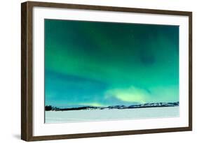 Intense Northern Lights or Aurora Borealis or Polar Lights on Moon Lit Night Sky over Winter Landsc-Pi-Lens-Framed Photographic Print