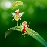 Lllustration of the Two Playful Fairies-interactimages-Photographic Print