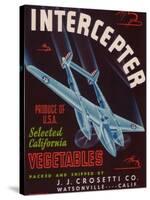 Intercepter Vegetable Label - Watsonville, CA-Lantern Press-Stretched Canvas