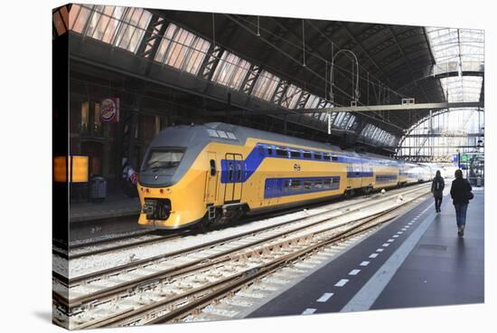 Intercity Train in a Platform at Central Station, Amsterdam, Netherlands, Europe-Amanda Hall-Stretched Canvas