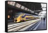 Intercity Train in a Platform at Central Station, Amsterdam, Netherlands, Europe-Amanda Hall-Framed Stretched Canvas