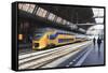 Intercity Train in a Platform at Central Station, Amsterdam, Netherlands, Europe-Amanda Hall-Framed Stretched Canvas