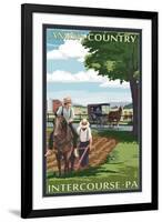 Intercourse, Pennsylvania - Amish Farmers and Buggy-Lantern Press-Framed Art Print