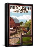 Intercourse, Pennsylvania - Barnyard Scene-Lantern Press-Framed Stretched Canvas