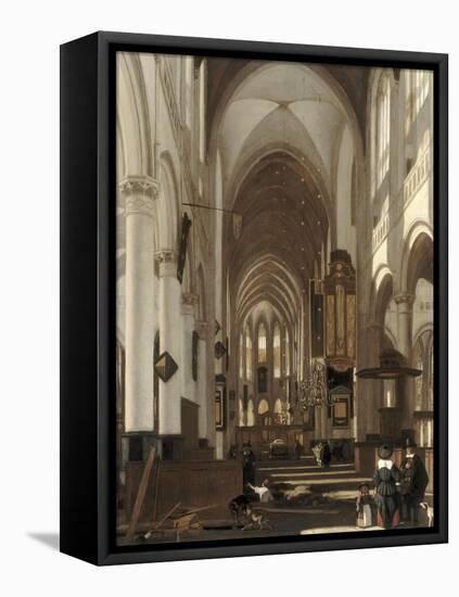 Intérieur d'église-Emanuel de Witte-Framed Stretched Canvas