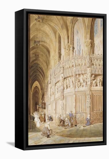 Intérieur de la cathédrale de Chartres-James Roberts-Framed Stretched Canvas