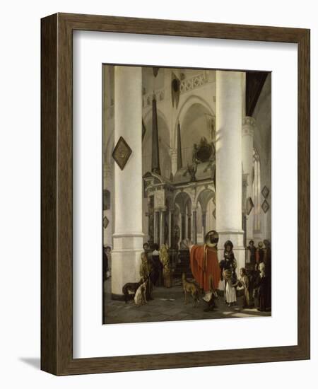 Intérieur de la Nieuwe Kerk de Delft avec le tombeau de Guillaume le Taciturne-Emanuel de Witte-Framed Giclee Print