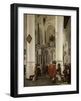 Intérieur de la Nieuwe Kerk de Delft avec le tombeau de Guillaume le Taciturne-Emanuel de Witte-Framed Giclee Print