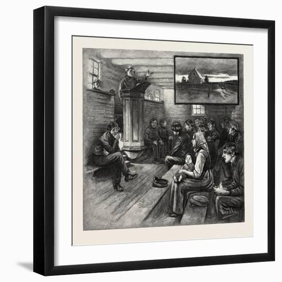 Interior and Exterior of Mennonite Church, Canada, Nineteenth Century-null-Framed Giclee Print