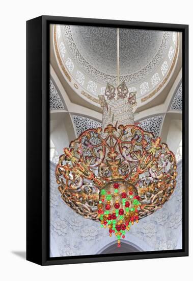 Interior Architectural Detail and Chandeliers of Prayer Hall in the Sheikh Zayed Mosque-Cahir Davitt-Framed Stretched Canvas