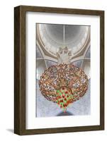 Interior Architectural Detail and Chandeliers of Prayer Hall in the Sheikh Zayed Mosque-Cahir Davitt-Framed Photographic Print