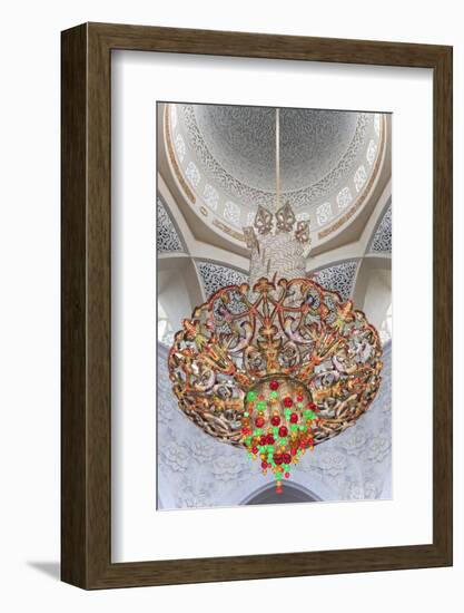 Interior Architectural Detail and Chandeliers of Prayer Hall in the Sheikh Zayed Mosque-Cahir Davitt-Framed Photographic Print