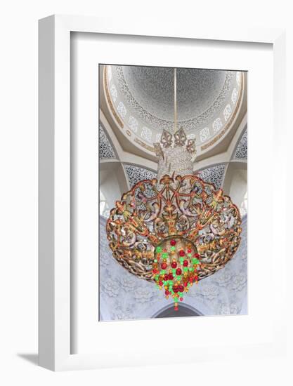 Interior Architectural Detail and Chandeliers of Prayer Hall in the Sheikh Zayed Mosque-Cahir Davitt-Framed Photographic Print