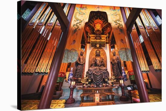 Interior Architecture and Ru Lai Buddha Statue at Lingyin Monastery in Hangzhou, Zhejiang, China-Andreas Brandl-Stretched Canvas