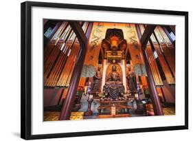 Interior Architecture and Ru Lai Buddha Statue at Lingyin Monastery in Hangzhou, Zhejiang, China-Andreas Brandl-Framed Photographic Print