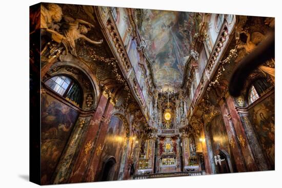 Interior, created by the Asam Brothers, Asam Kirche (Church), dating from 1733, Munich, Bavaria-Richard Maschmeyer-Stretched Canvas