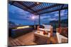 Interior Design: Beautiful Modern Terrace Lounge with Pergola at Sunset-Santiago Cornejo-Mounted Photographic Print