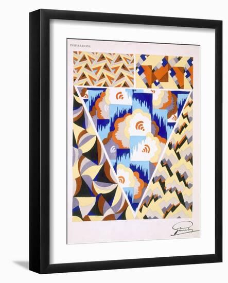 Interior Design Pattern, Plate 2 from 'Inspirations', Published Paris, 1930S (Colour Litho)-Gandy-Framed Giclee Print