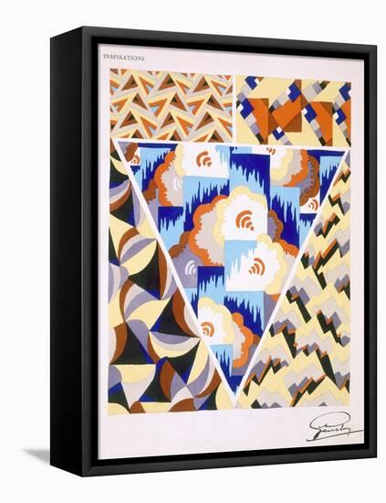 Interior Design Pattern, Plate 2 from 'Inspirations', Published Paris, 1930S (Colour Litho)-Gandy-Framed Stretched Canvas