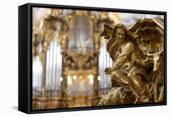 Interior Detail of the Cathedral of St. Stephan, Passau, Bavaria, Germany, Europe-Miles Ertman-Framed Stretched Canvas