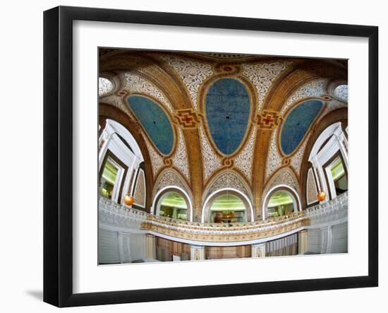 Interior Detail of Tiffany Dome, Marshall Field and Company Building, Chicago, Illinois, USA-null-Framed Premium Photographic Print