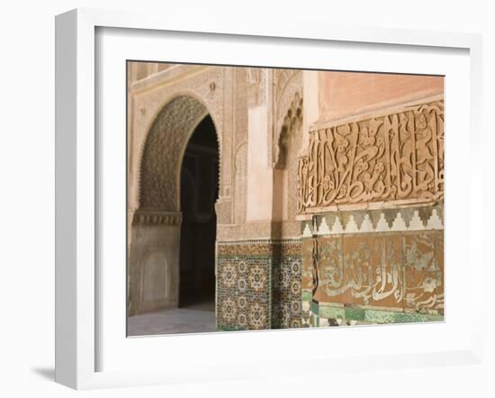 Interior Details, Ali Ben Youssef Madersa Theological College, Marrakech, Morocco-Walter Bibikow-Framed Photographic Print