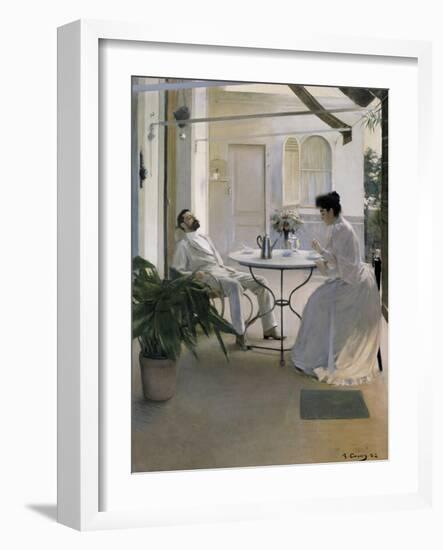 Interior in the Open Air-Ramon Casas Carbo-Framed Art Print
