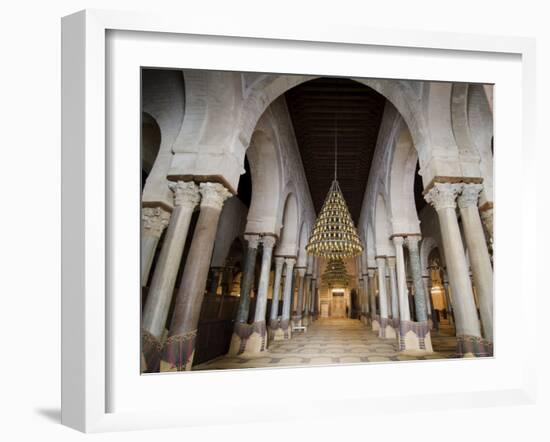 Interior, Mosque Okba (The Great Mosque), Kairouan, Unesco World Heritage Site, Tunisia-Ethel Davies-Framed Photographic Print