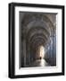 Interior North Nave Aisle with Priest Walking Away, Vezelay Abbey, UNESCO World Heritage Site, Veze-Nick Servian-Framed Photographic Print