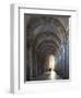 Interior North Nave Aisle with Priest Walking Away, Vezelay Abbey, UNESCO World Heritage Site, Veze-Nick Servian-Framed Photographic Print