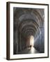 Interior North Nave Aisle with Priest Walking Away, Vezelay Abbey, UNESCO World Heritage Site, Veze-Nick Servian-Framed Photographic Print