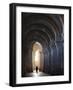 Interior North Nave Aisle with Priest Walking Away, Vezelay Abbey, UNESCO World Heritage Site, Veze-Nick Servian-Framed Photographic Print