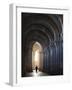 Interior North Nave Aisle with Priest Walking Away, Vezelay Abbey, UNESCO World Heritage Site, Veze-Nick Servian-Framed Photographic Print