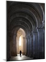 Interior North Nave Aisle with Priest Walking Away, Vezelay Abbey, UNESCO World Heritage Site, Veze-Nick Servian-Mounted Photographic Print