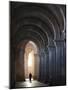 Interior North Nave Aisle with Priest Walking Away, Vezelay Abbey, UNESCO World Heritage Site, Veze-Nick Servian-Mounted Photographic Print