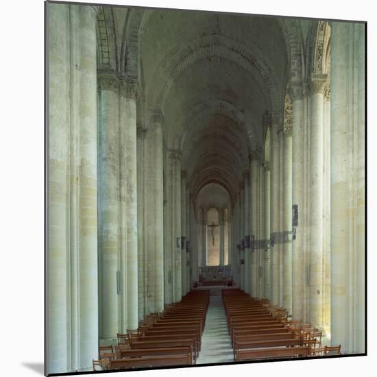 Interior of 12th Century Romanesque Church, Cunault in Anjou, Pays De La Loire, France-Tony Gervis-Mounted Photographic Print