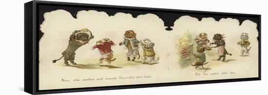 Interior of a Card Depicting Dogs in Circus Costumes-null-Framed Stretched Canvas