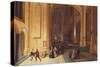 Interior of a Cathedral with a Beggar and Other Figures (Oil on Panel)-Pieter The Elder Neeffs-Stretched Canvas