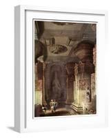 Interior of a Cave Temple, Ellora, Maharashtra, India, 19th Century-David Roberts-Framed Giclee Print