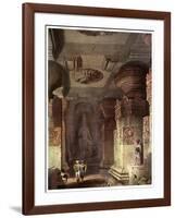 Interior of a Cave Temple, Ellora, Maharashtra, India, 19th Century-David Roberts-Framed Giclee Print