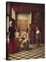 'Interior of a Dutch House', c1658, (c1915)-Pieter De Hooch-Stretched Canvas