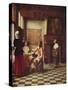 'Interior of a Dutch House', c1658, (c1915)-Pieter De Hooch-Stretched Canvas