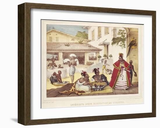 Interior of a Gipsy's House, Brazil, 1835-Jean Baptiste Debret-Framed Giclee Print