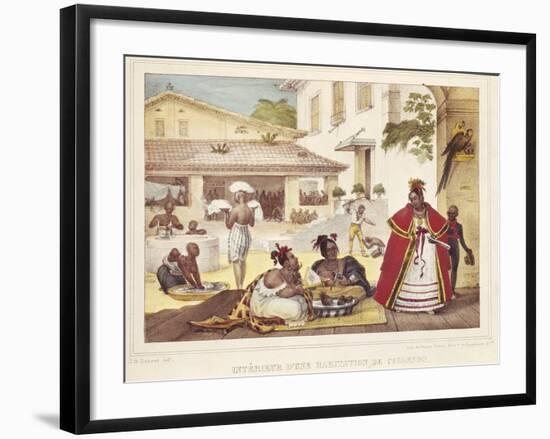 Interior of a Gipsy's House, Brazil, 1835-Jean Baptiste Debret-Framed Giclee Print