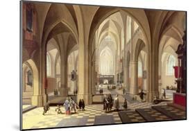 Interior of a Gothic Cathedral with the Priest Saying Mass-Pieter Neeffs the Elder-Mounted Giclee Print