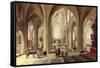 Interior of a Gothic Cathedral with the Priest Saying Mass-Pieter Neeffs the Elder-Framed Stretched Canvas