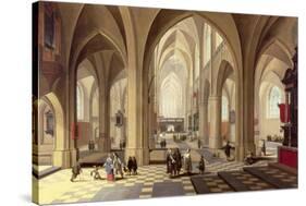 Interior of a Gothic Cathedral with the Priest Saying Mass-Pieter Neeffs the Elder-Stretched Canvas